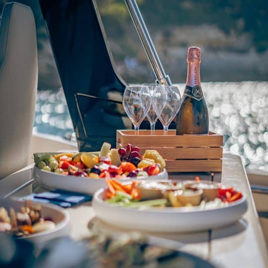 Champagne breakfast on the waves
